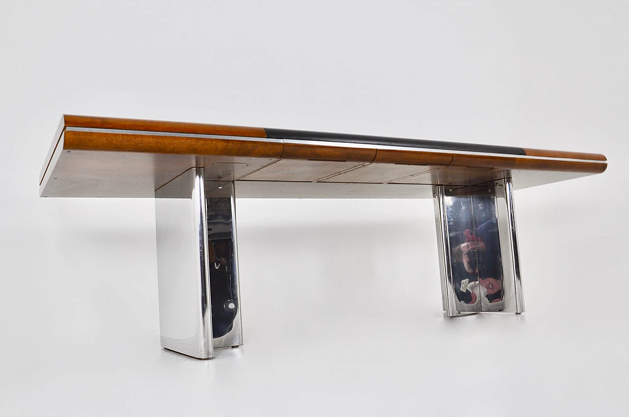 Desk with chromed metal legs and wooden and leather top by Hans Von Klier for Skipper, 1970s 10