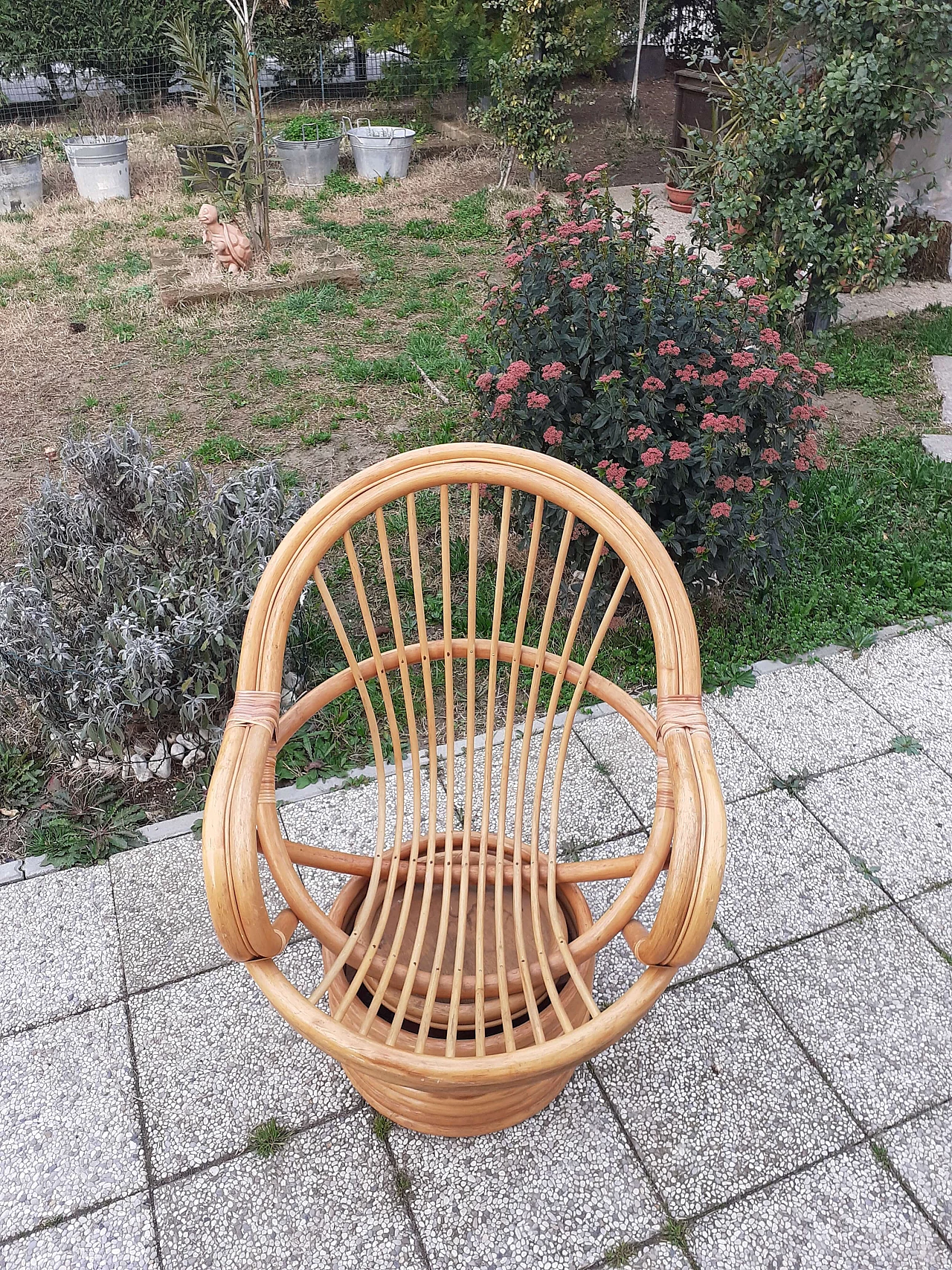 Bamboo swivel armchair, 1970s 1