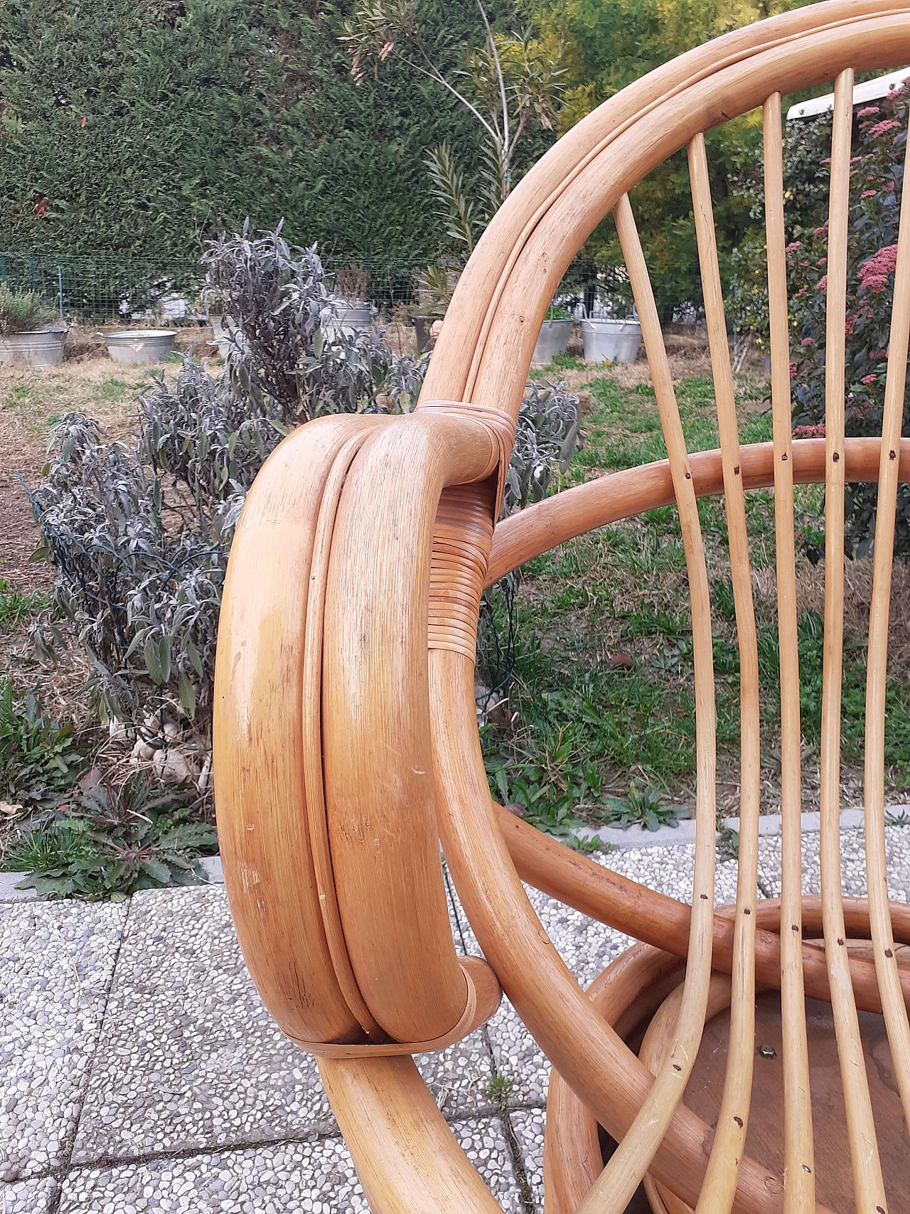 Bamboo swivel armchair, 1970s 2