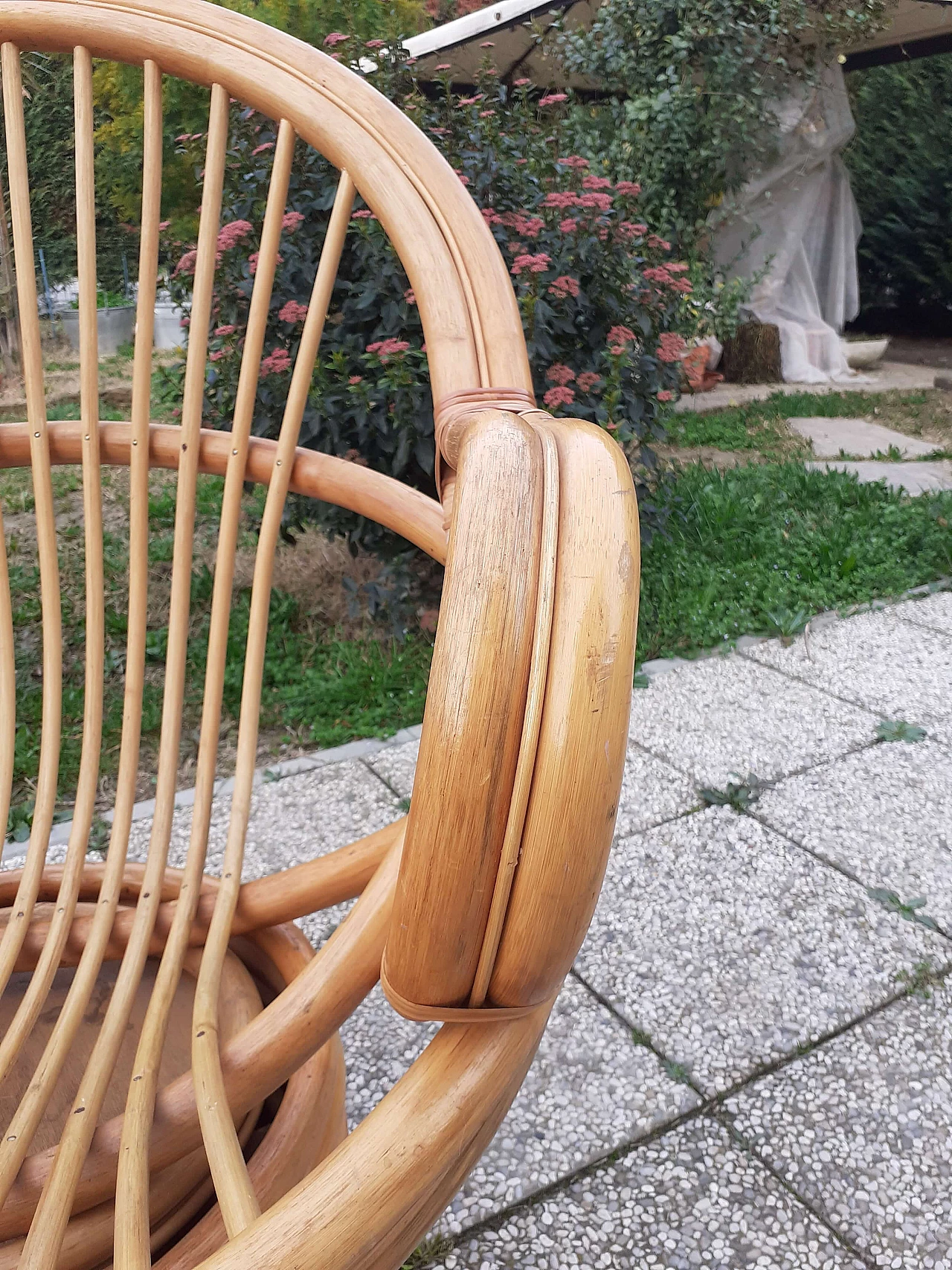 Bamboo swivel armchair, 1970s 3