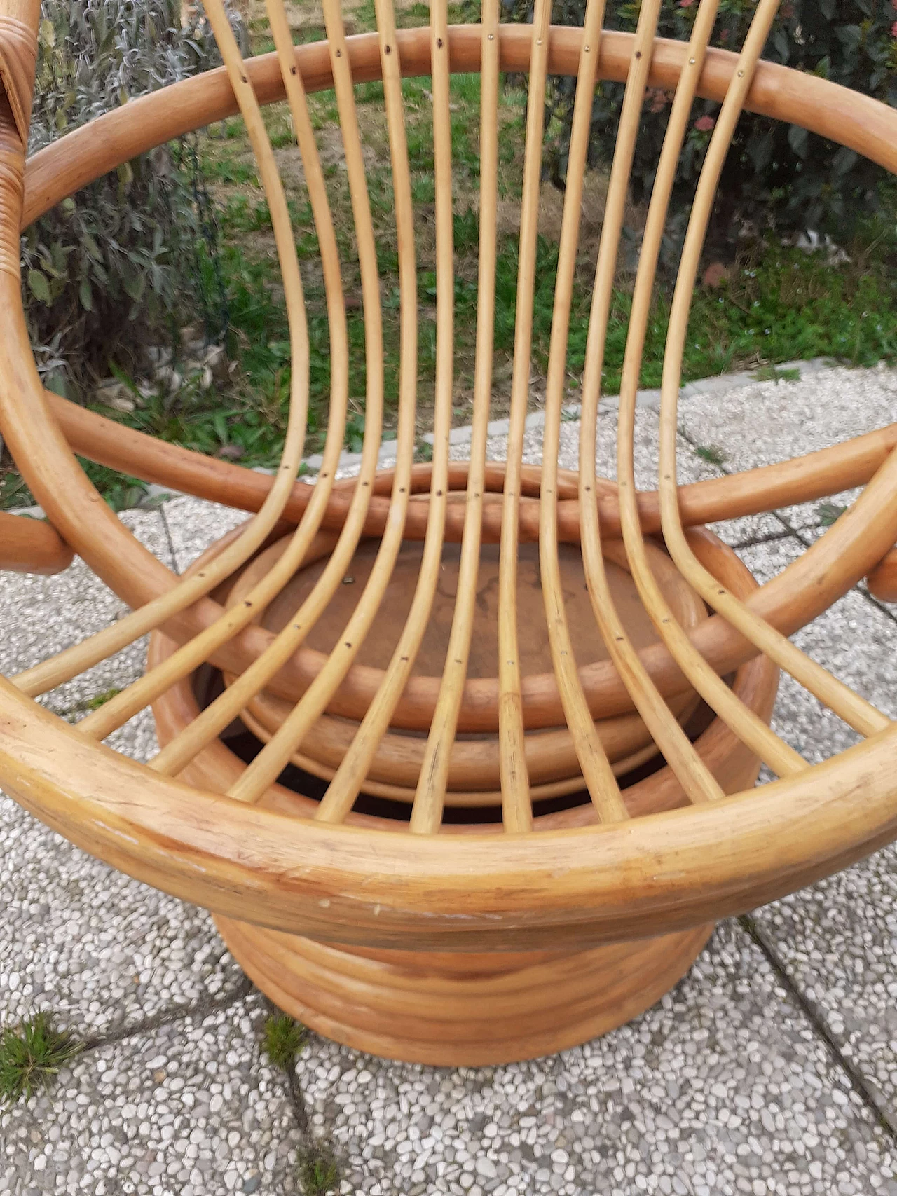 Bamboo swivel armchair, 1970s 4