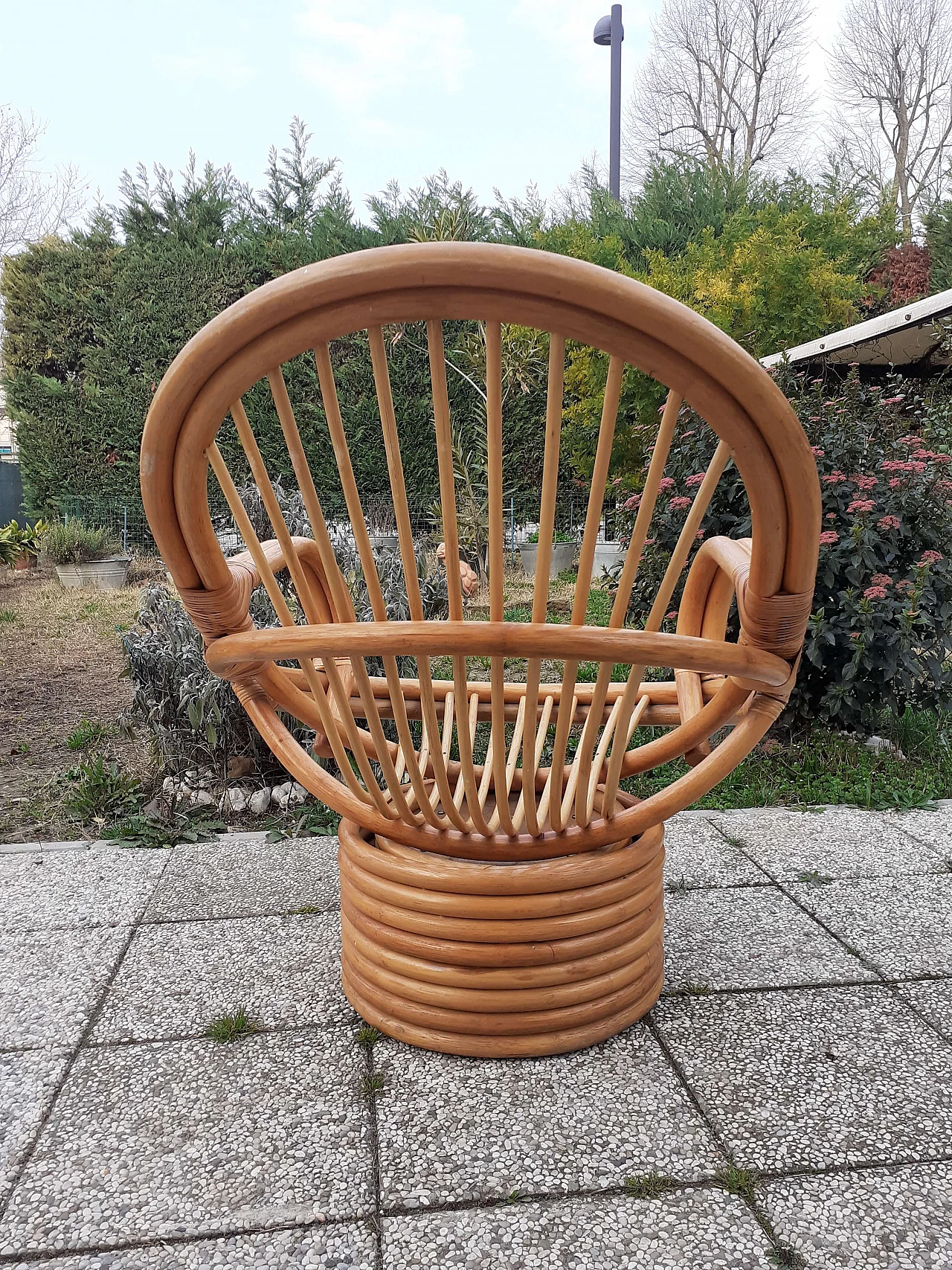 Bamboo swivel armchair, 1970s 6