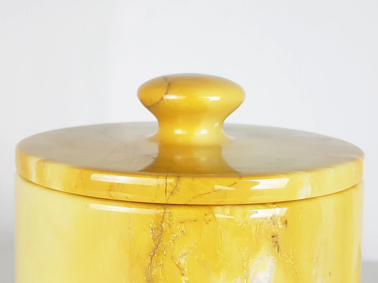 Yellow marble bowl, soap dish and pair of jars, 1970s 6