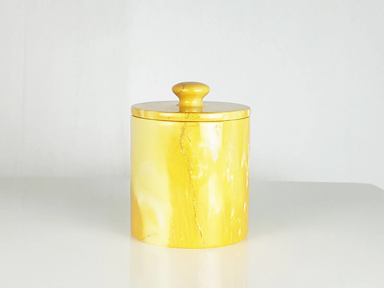 Yellow marble bowl, soap dish and pair of jars, 1970s 10