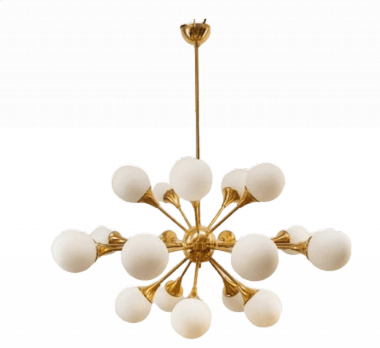 Twenty-light brass and glass Sputnik chandelier, 1970s 21