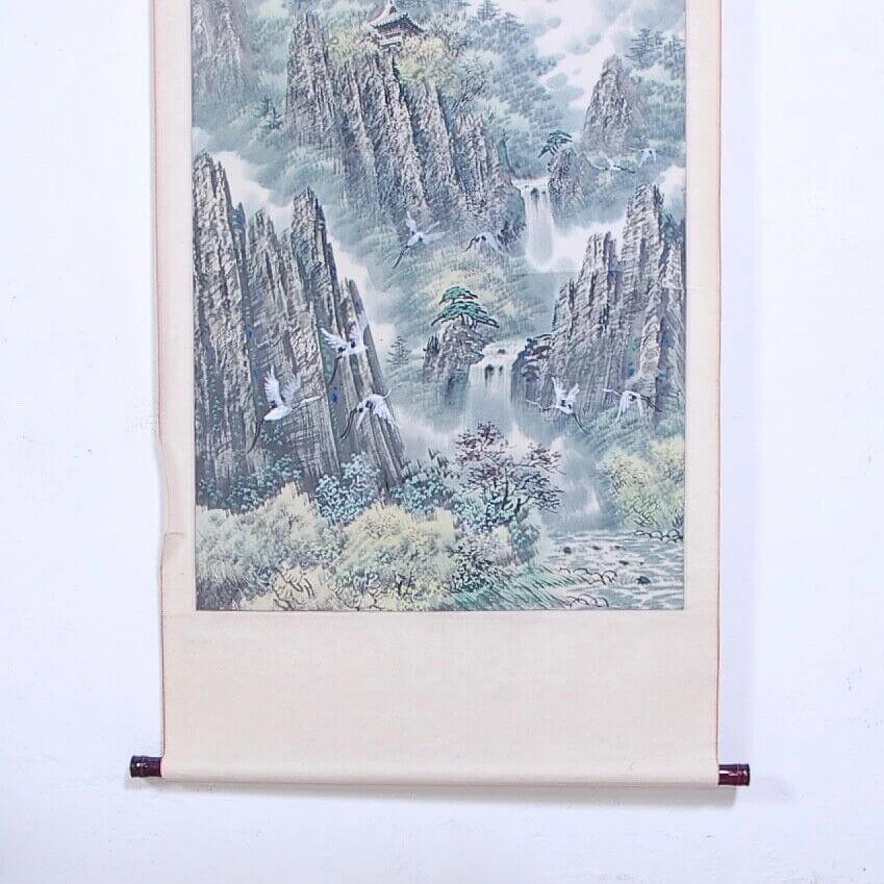 Japanese Kakejiku, painting on paper depicting a mountain panorama, mid-19th century 3