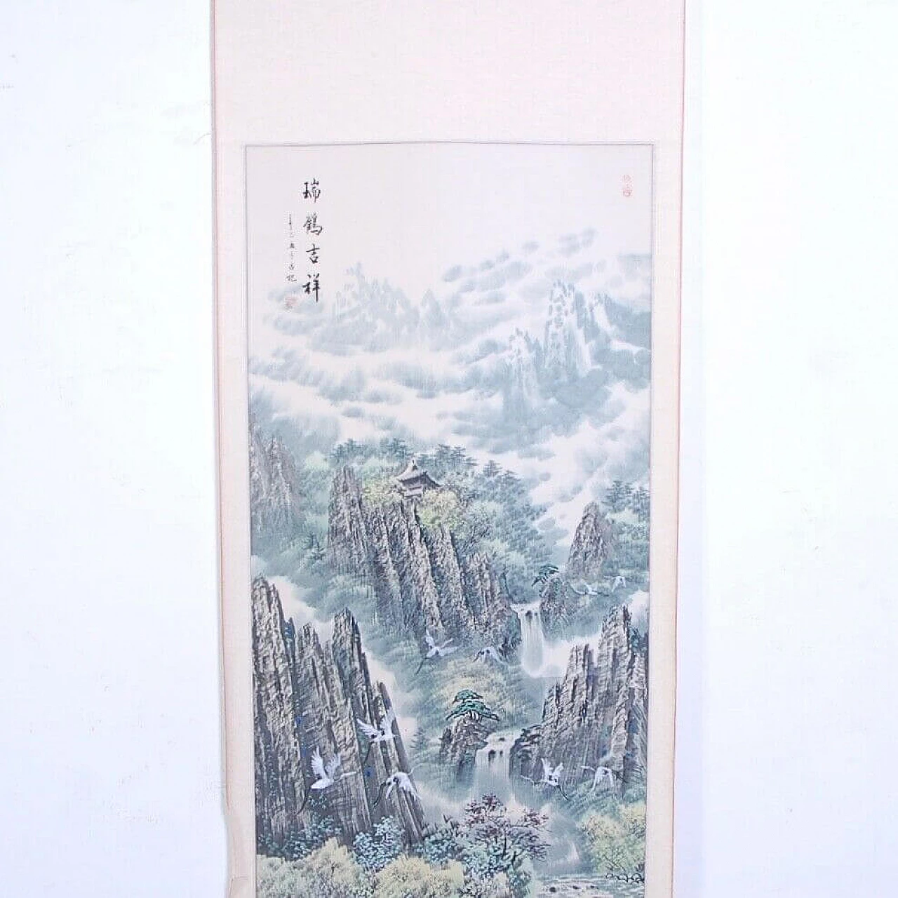 Japanese Kakejiku, painting on paper depicting a mountain panorama, mid-19th century 4