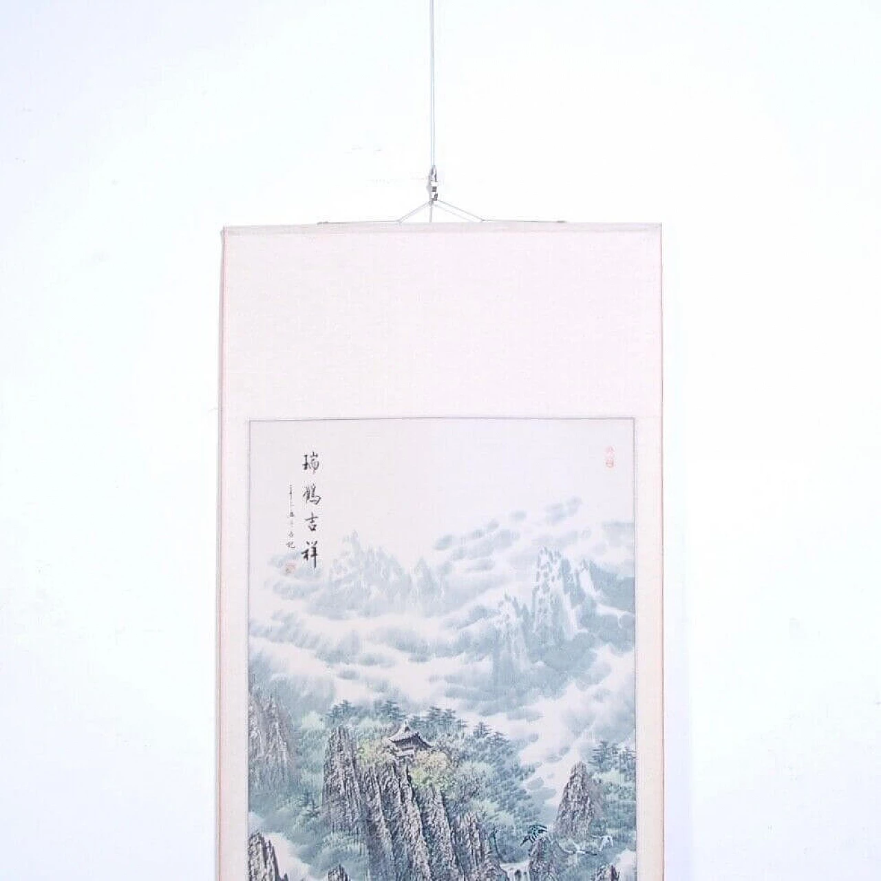 Japanese Kakejiku, painting on paper depicting a mountain panorama, mid-19th century 5