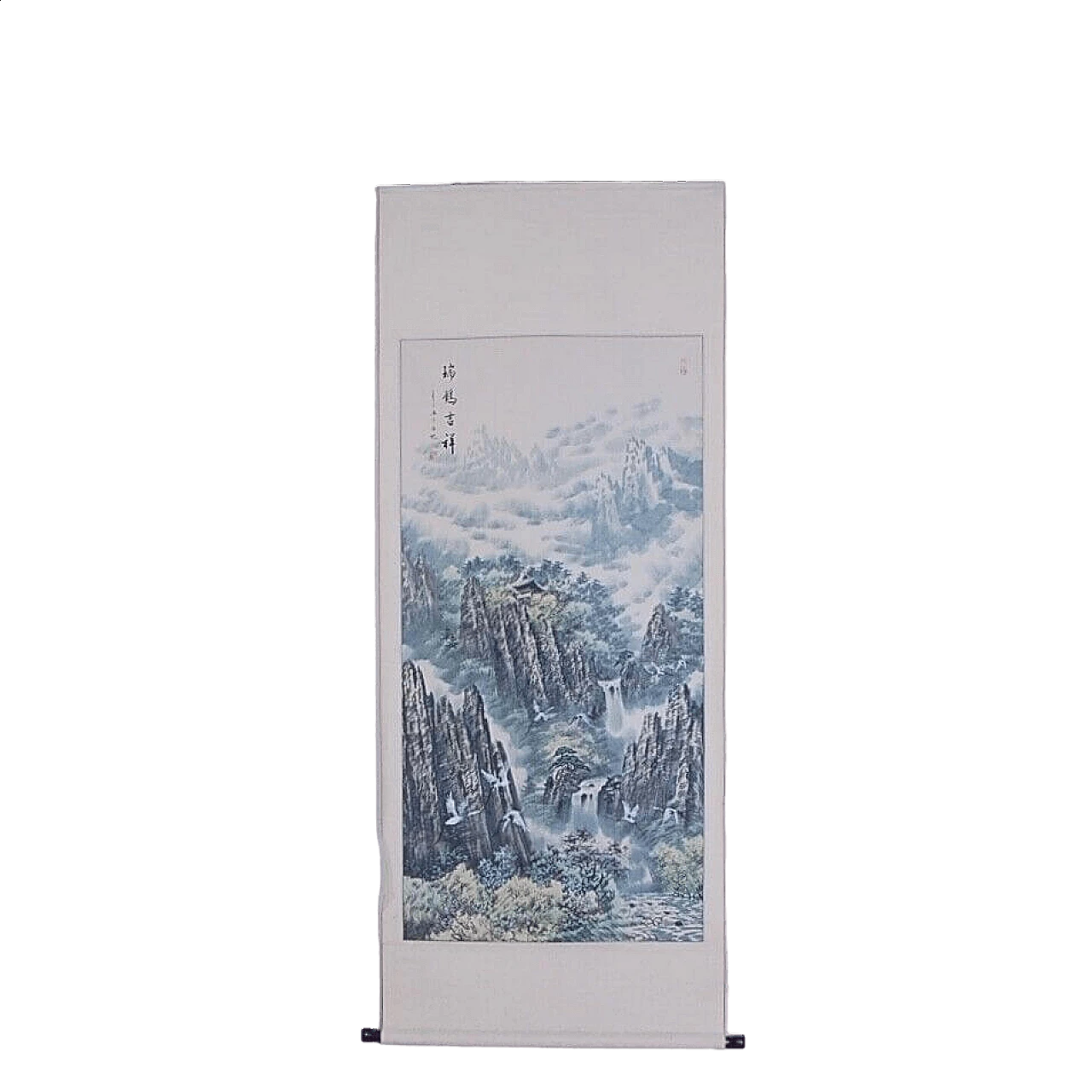 Japanese Kakejiku, painting on paper depicting a mountain panorama, mid-19th century 9