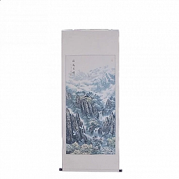 Japanese Kakejiku, painting on paper depicting a mountain panorama, mid-19th century