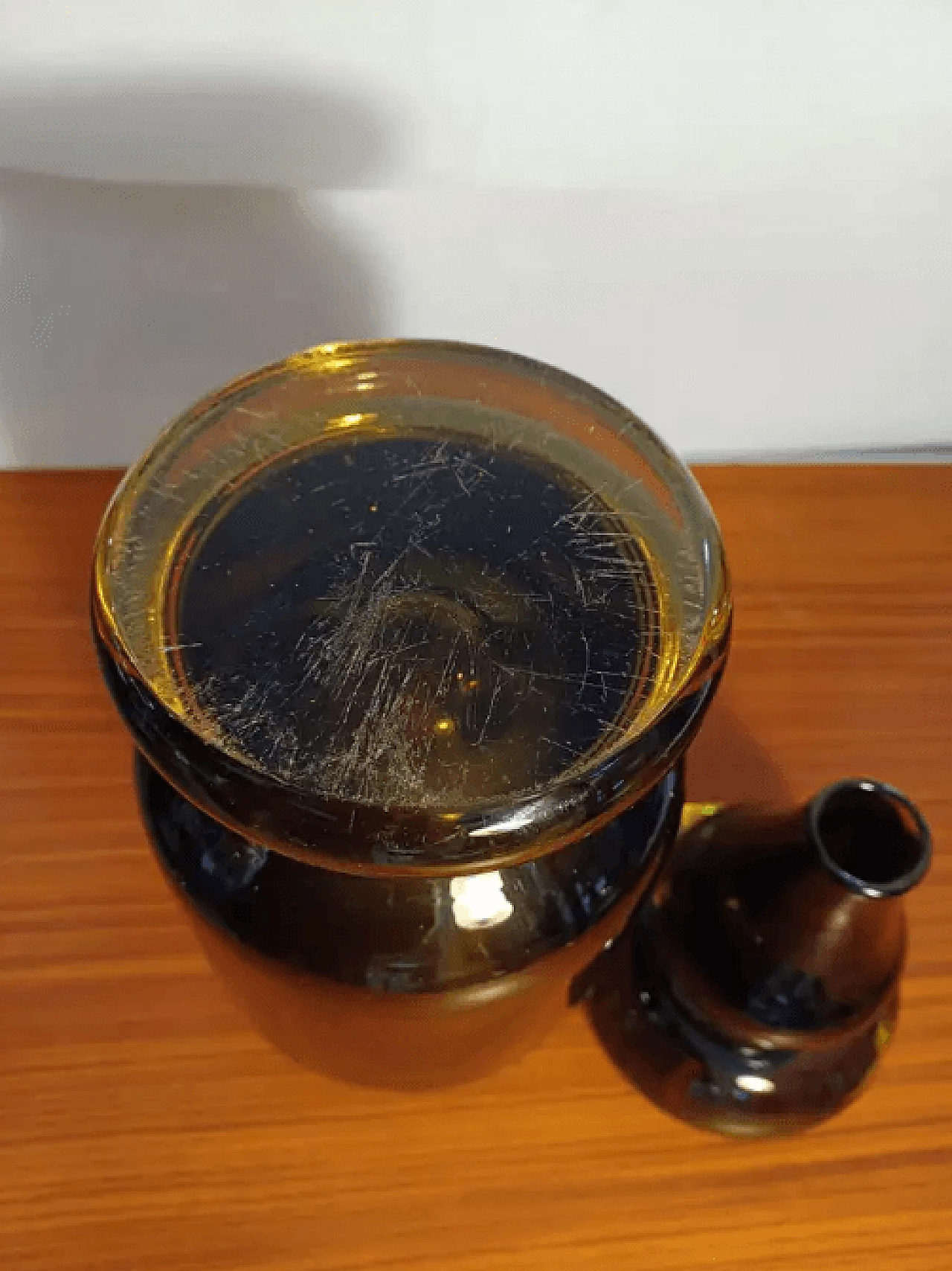 Vaso con tappo in vetro sommerso di Murano di Mario Pinzoni per Seguso, anni '60 5