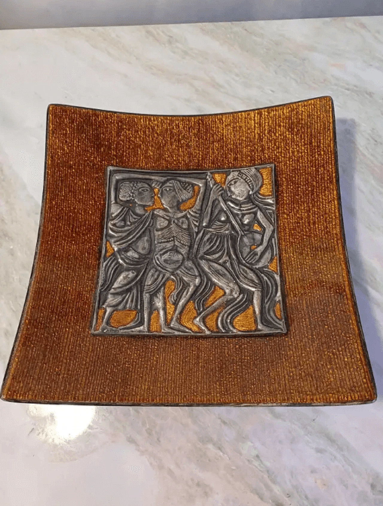 Enamelled copper tray by Del Campo, 1970s 5