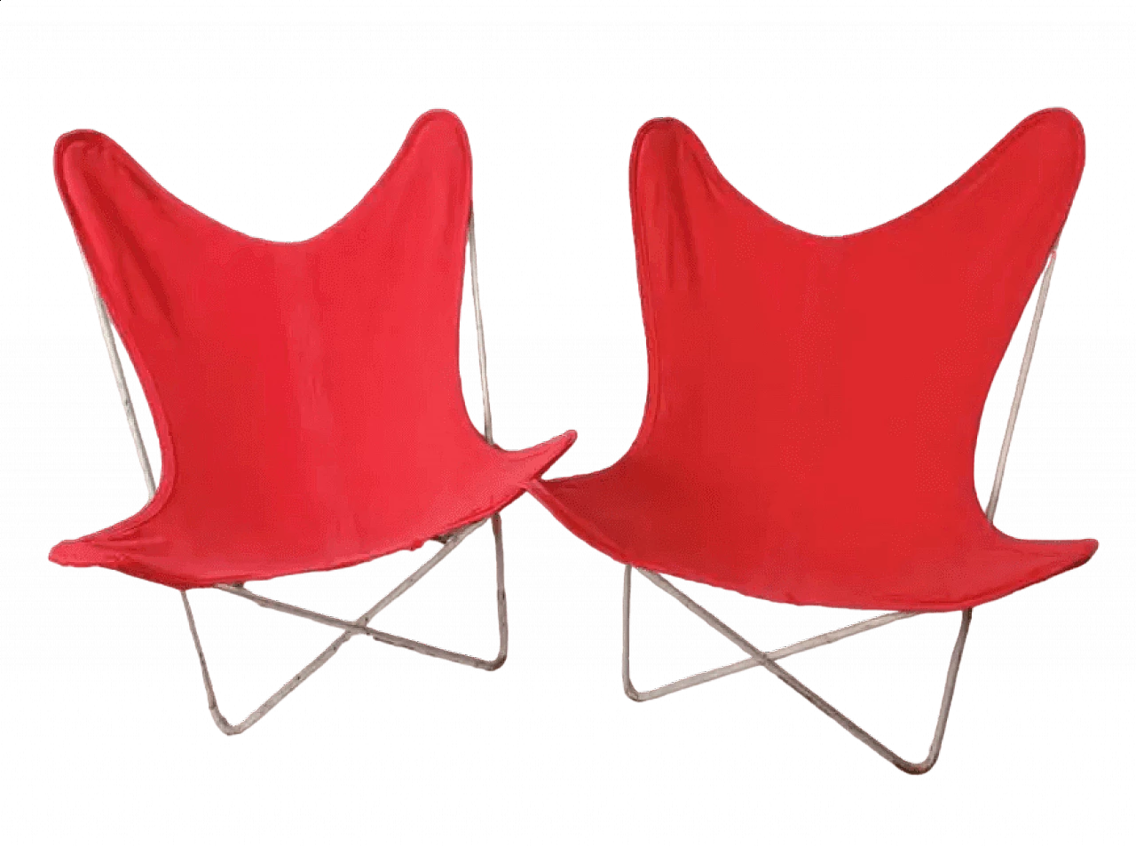 Pair of iron and fabric Butterfly chairs, 1970s 8