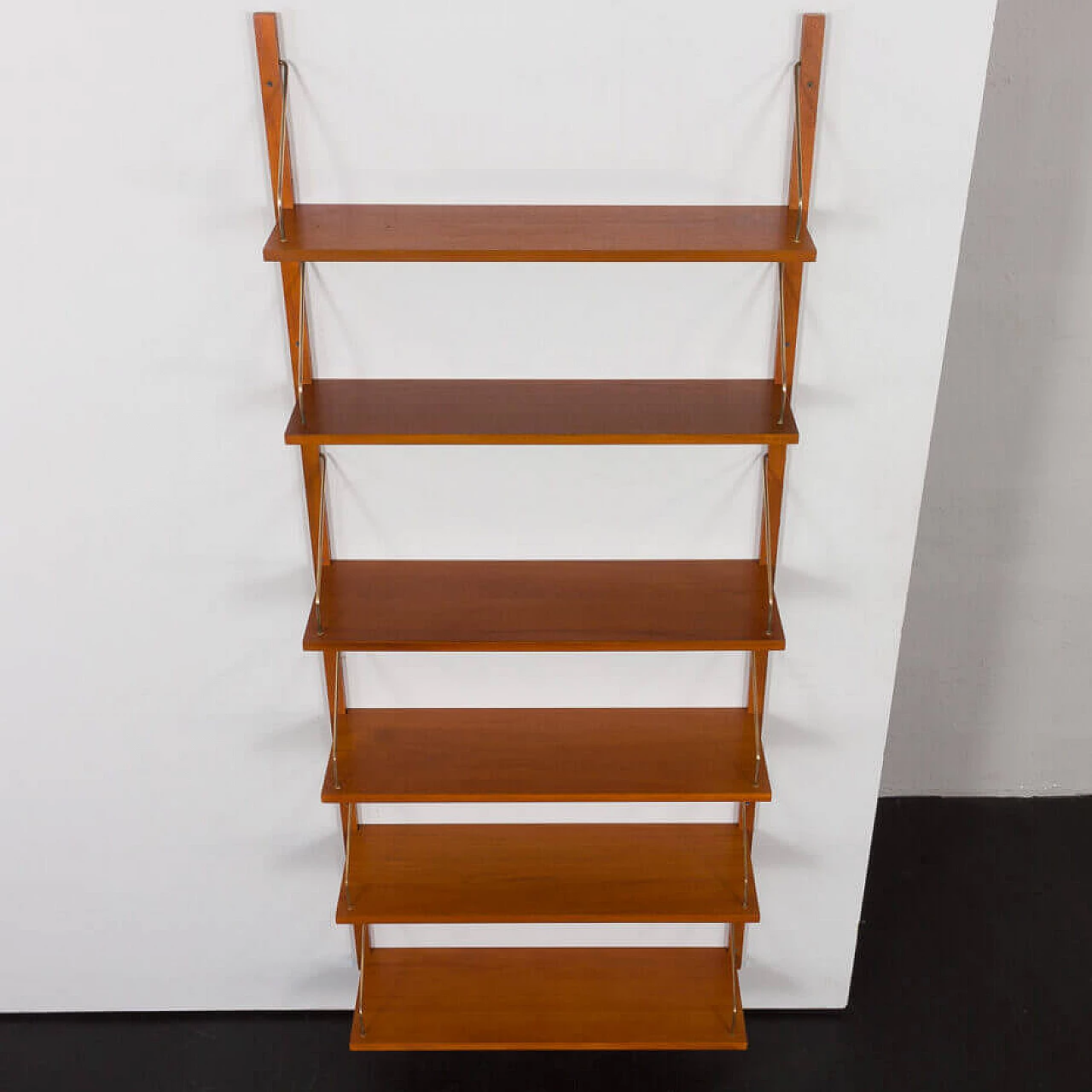 Six-shelf teak bookcase in the style of P. Cadovius and P. Sorensen, 1950s 5