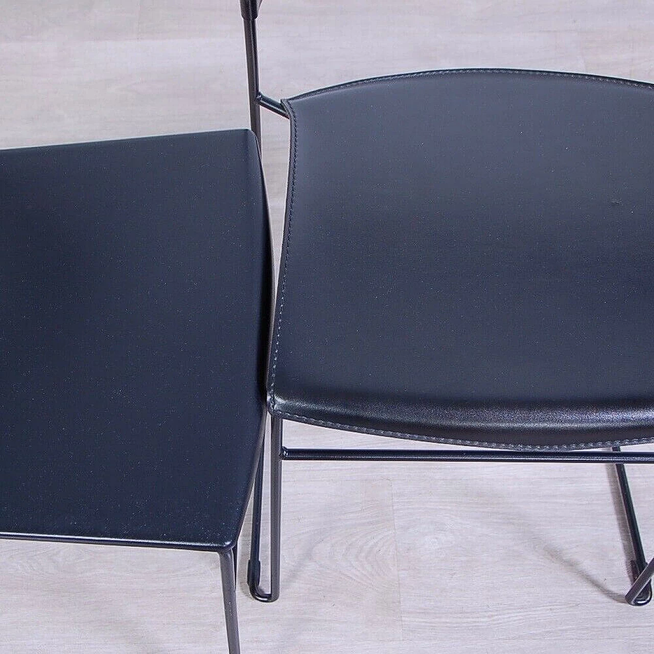 6 Black Juliette 601 chairs by Hannes Wettstein for Baleri, 1980s 5