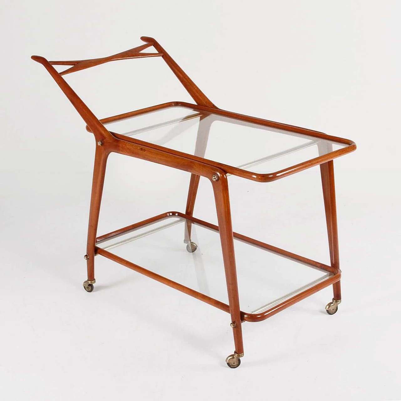 Wood, glass and brass trolley, 1950s 1