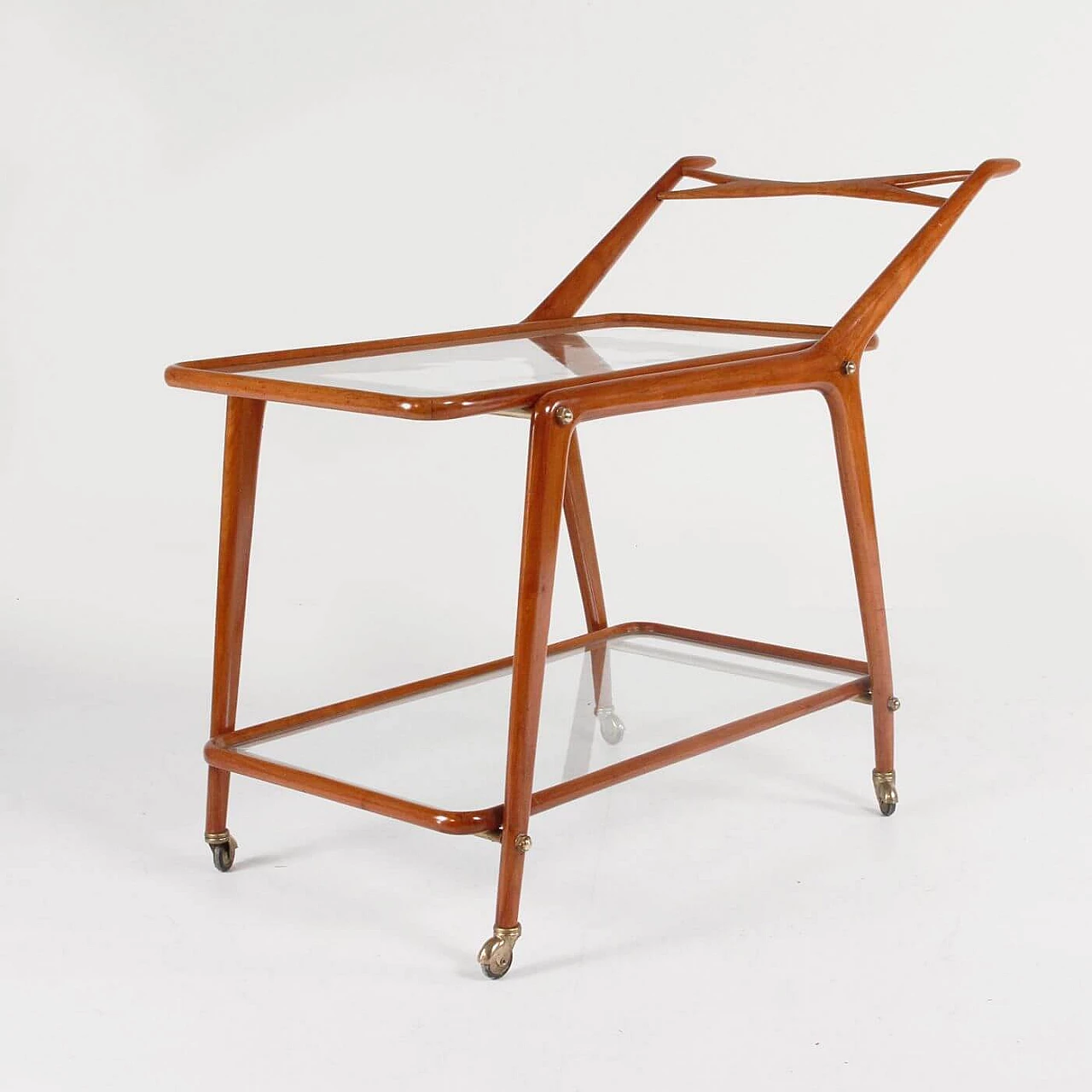 Wood, glass and brass trolley, 1950s 2