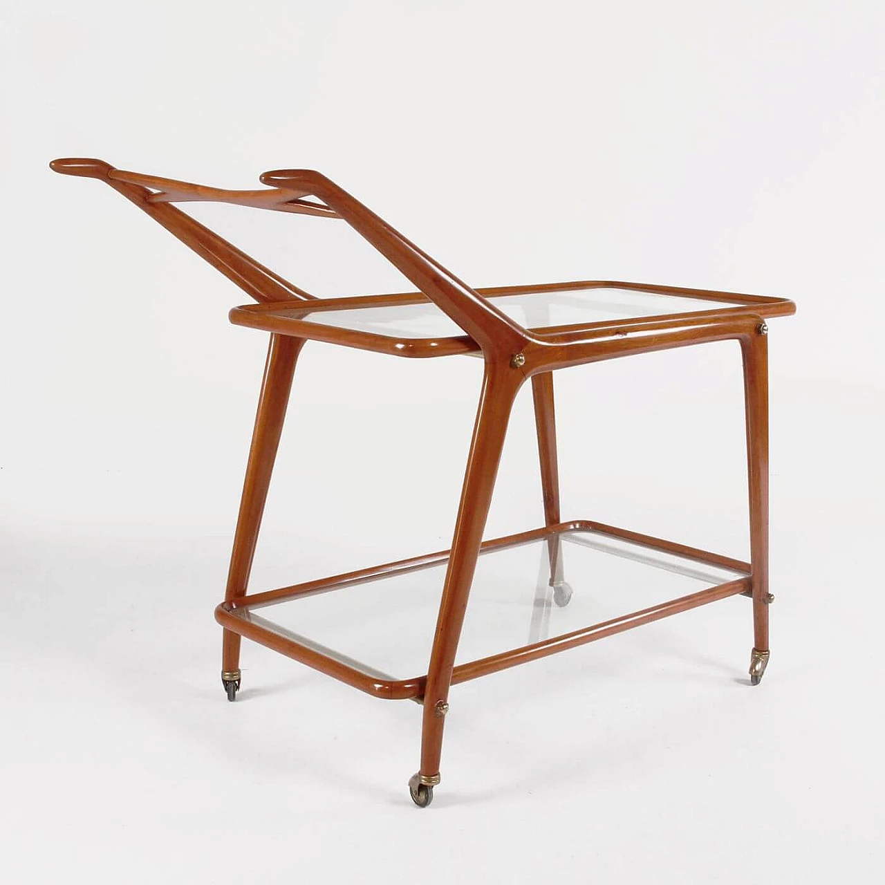 Wood, glass and brass trolley, 1950s 3