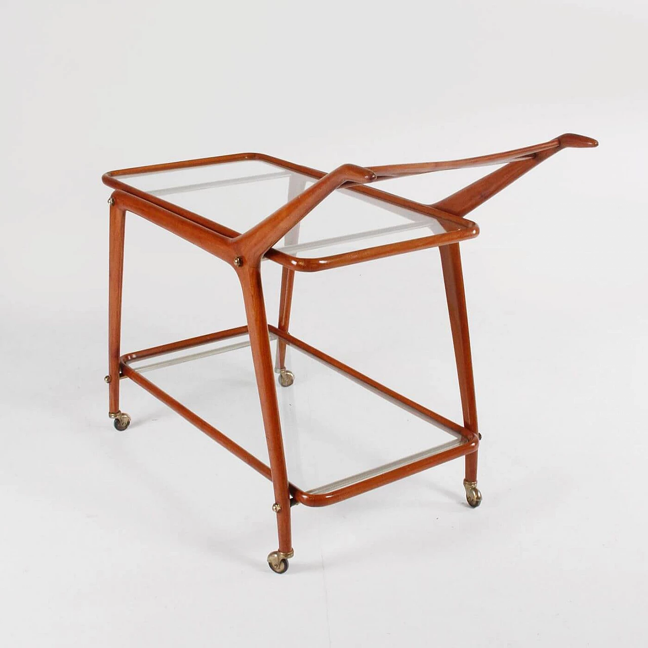 Wood, glass and brass trolley, 1950s 4