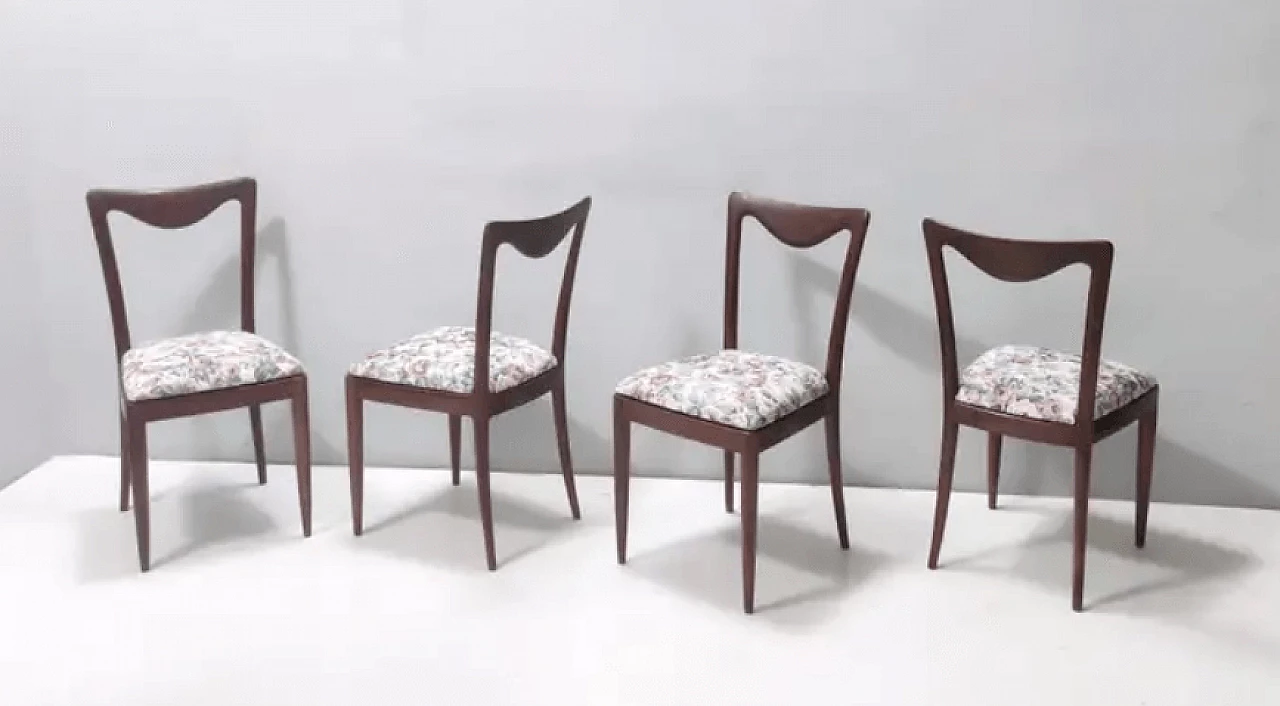 4 Chairs with beech frame and linen fabric by Carlo Enrico Rava, 1950s 3