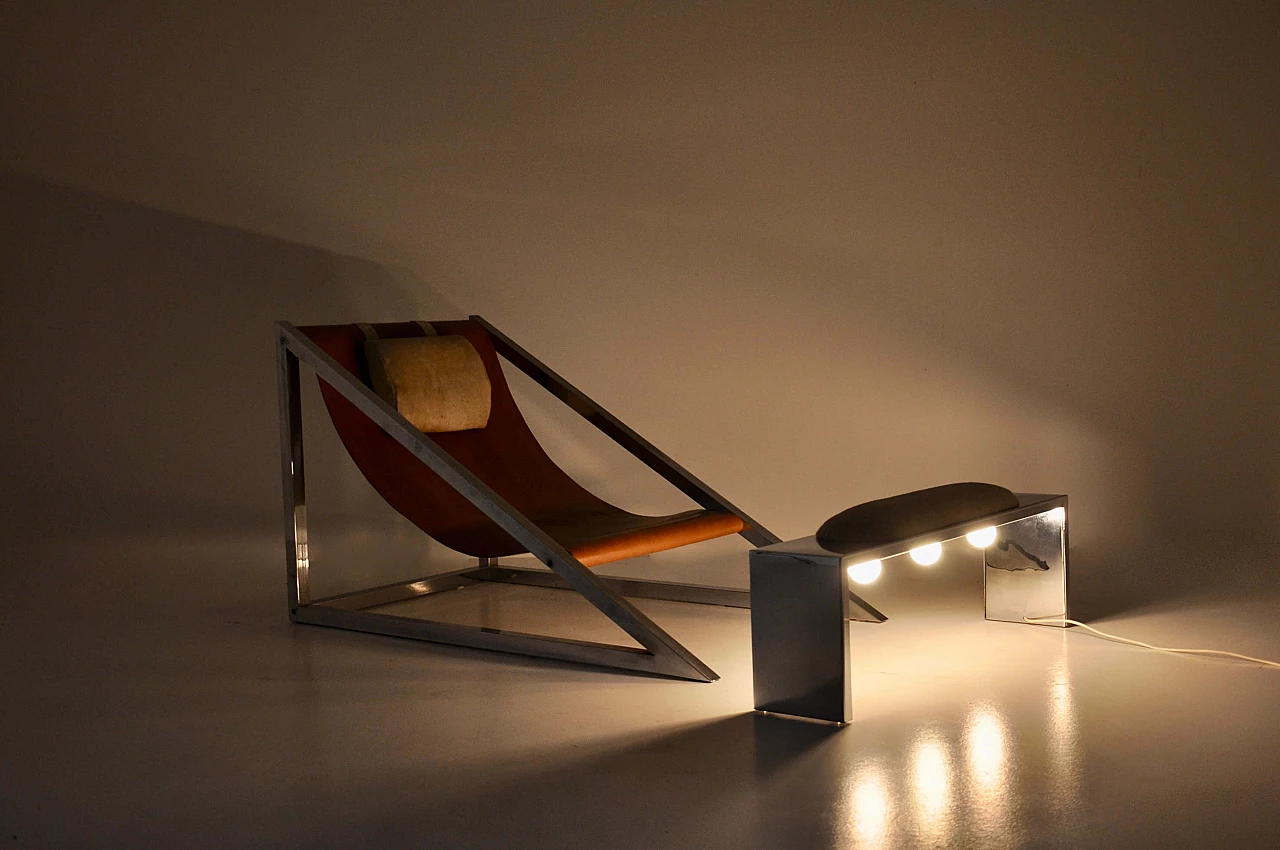 Mies armchair with luminous pouf by Archizoom Associati, 1960s 2