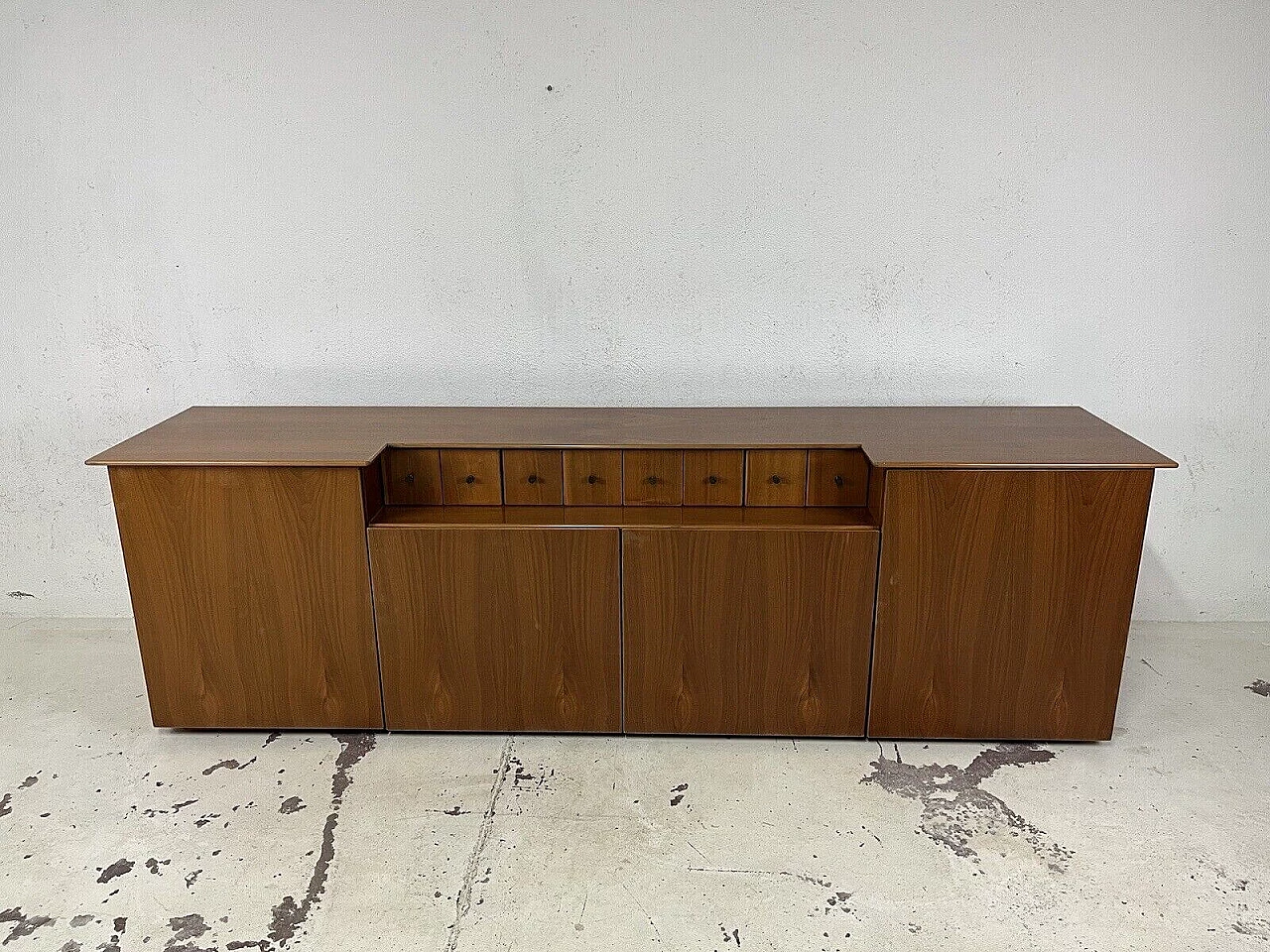 Wood and brass sideboard, 1960s 1