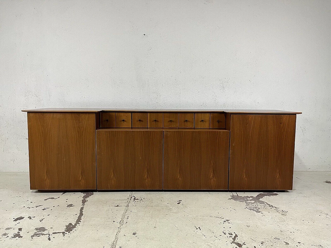 Wood and brass sideboard, 1960s 2