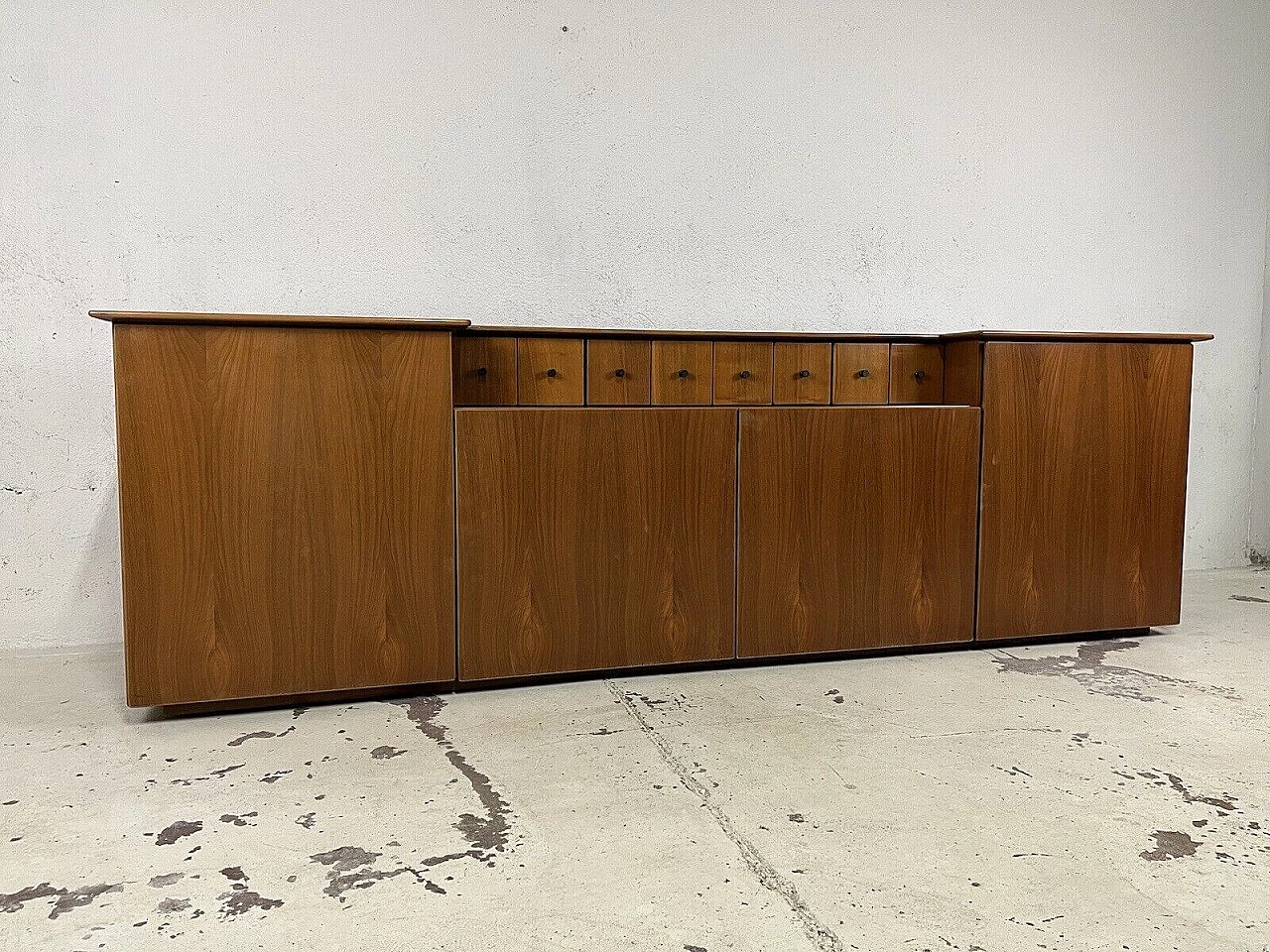 Wood and brass sideboard, 1960s 3