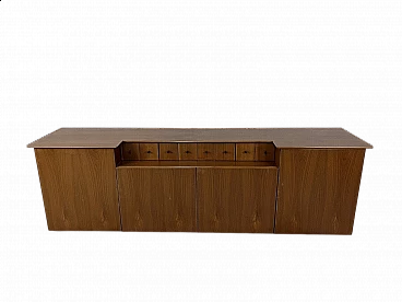 Wood and brass sideboard, 1960s