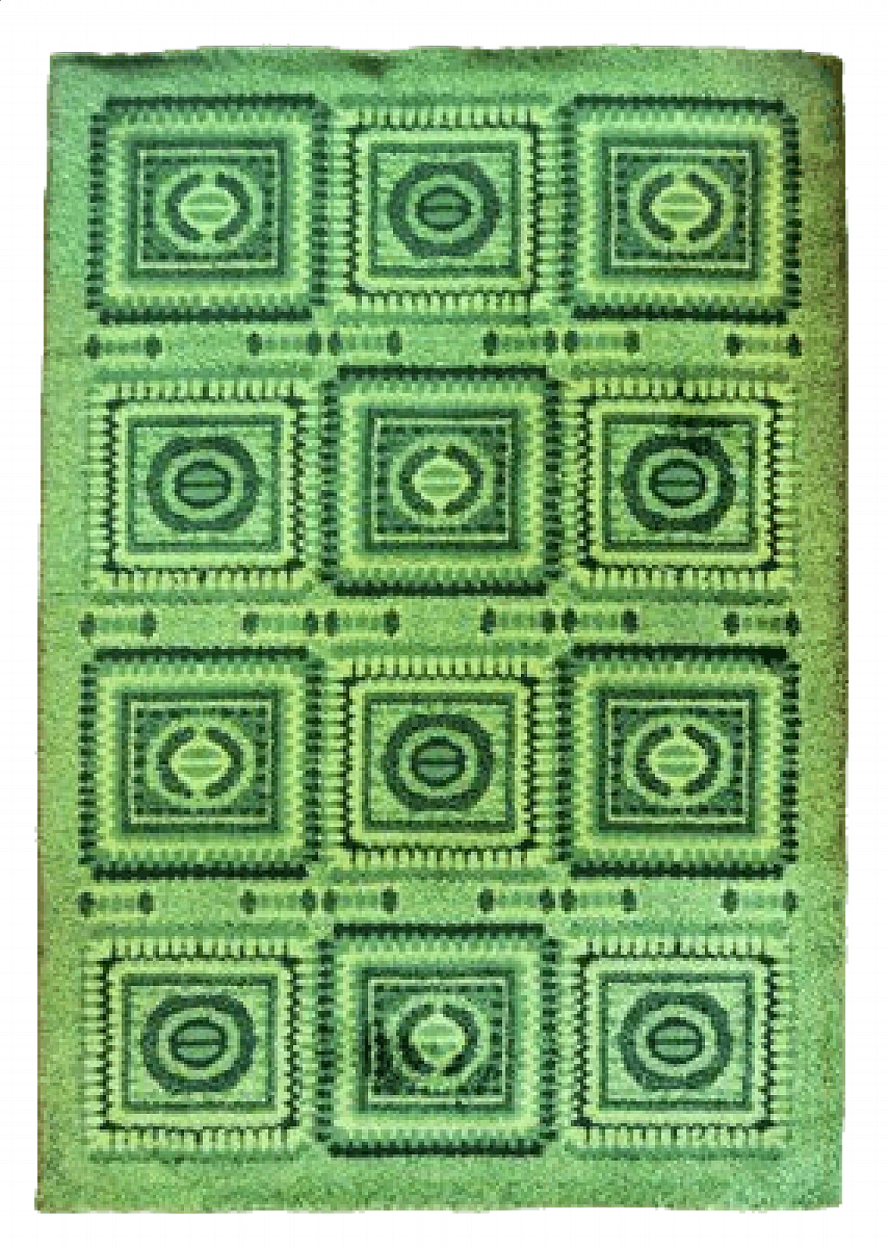 Tappeto vintage verde con mosaico, anni '70 4