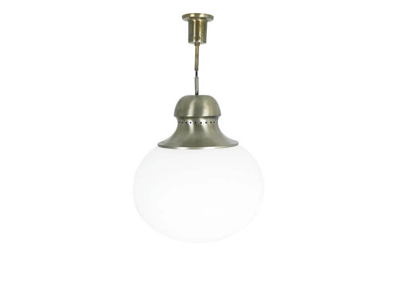 A298 nickel-plated brass and opal glass pendant lamp by Candle, 1960s 1