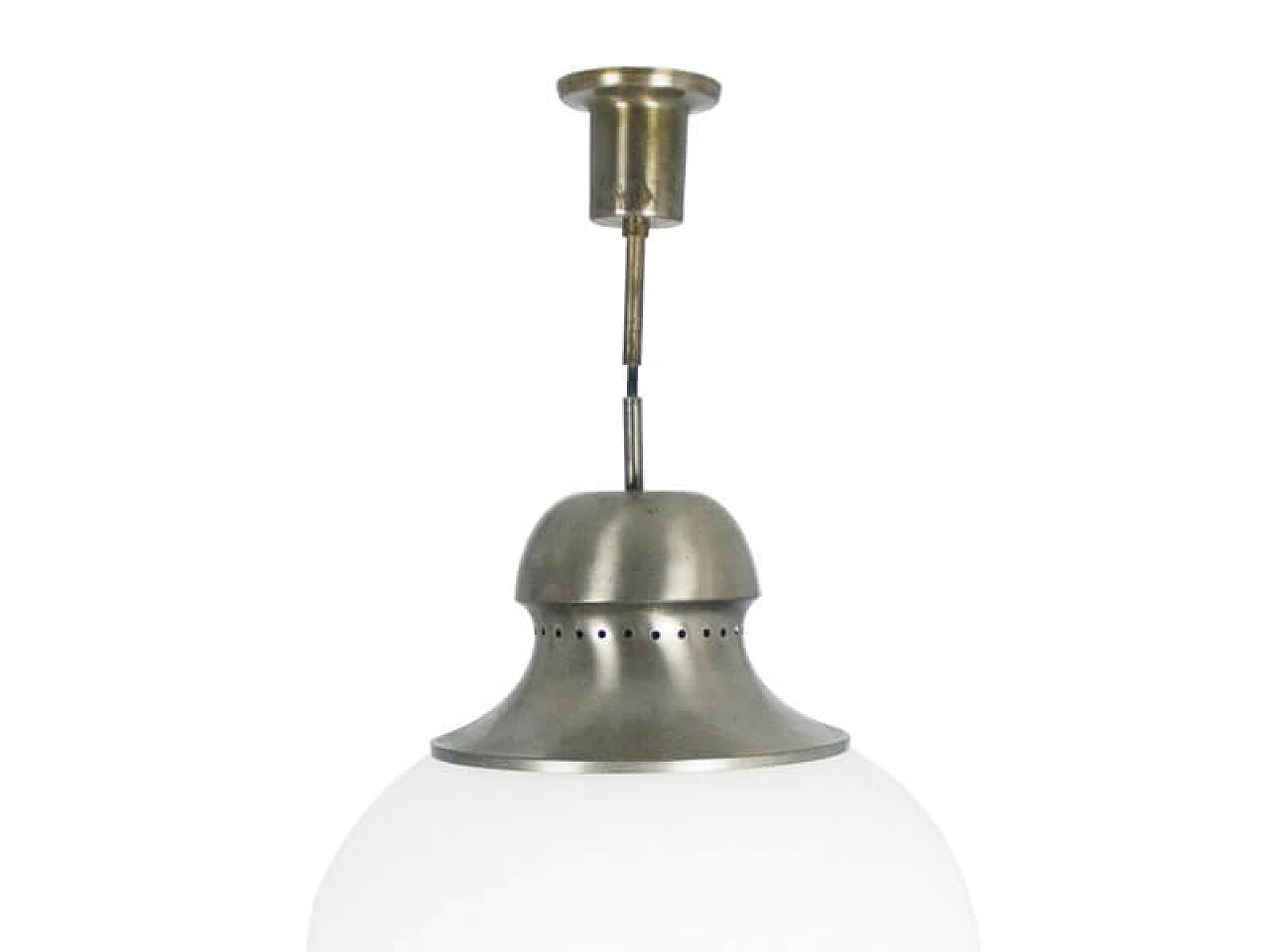 A298 nickel-plated brass and opal glass pendant lamp by Candle, 1960s 2