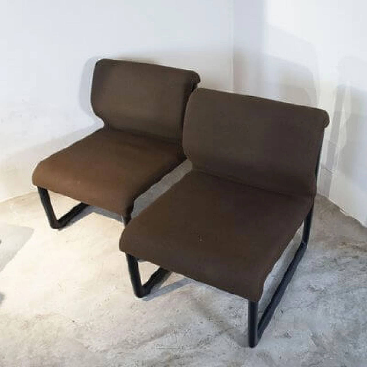 4 Metal and fabric dining armchairs by Tecno, 1980s 4