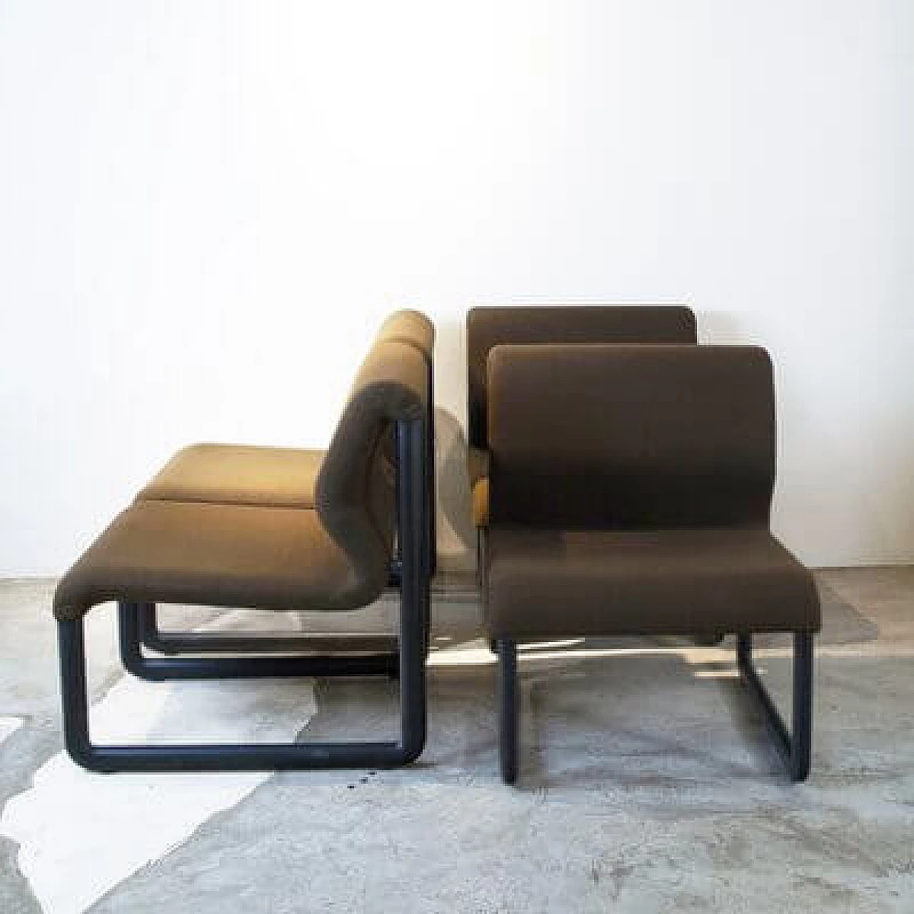 4 Metal and fabric dining armchairs by Tecno, 1980s 5