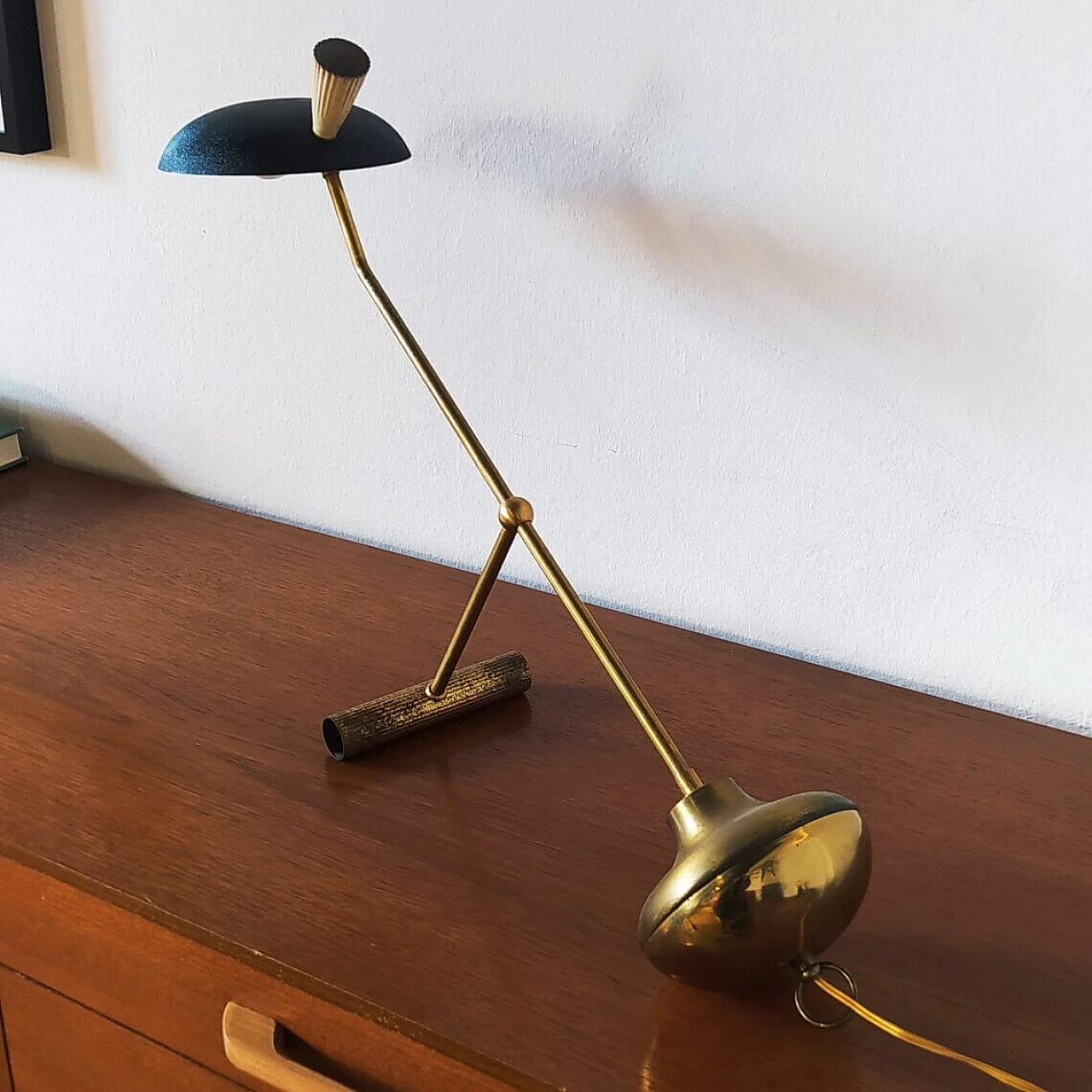 Brass and metal table lamp in the style of Arredoluce, 1960s 2