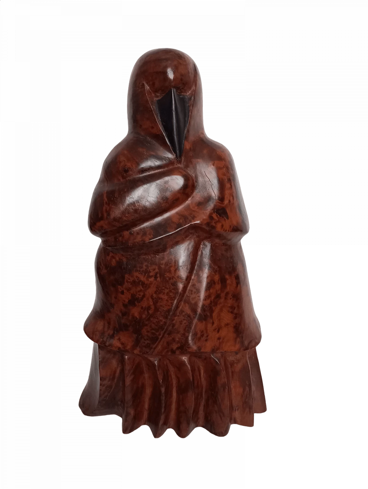 Tuia burl wood sculpture depicting a woman with hijab, 1960s 12