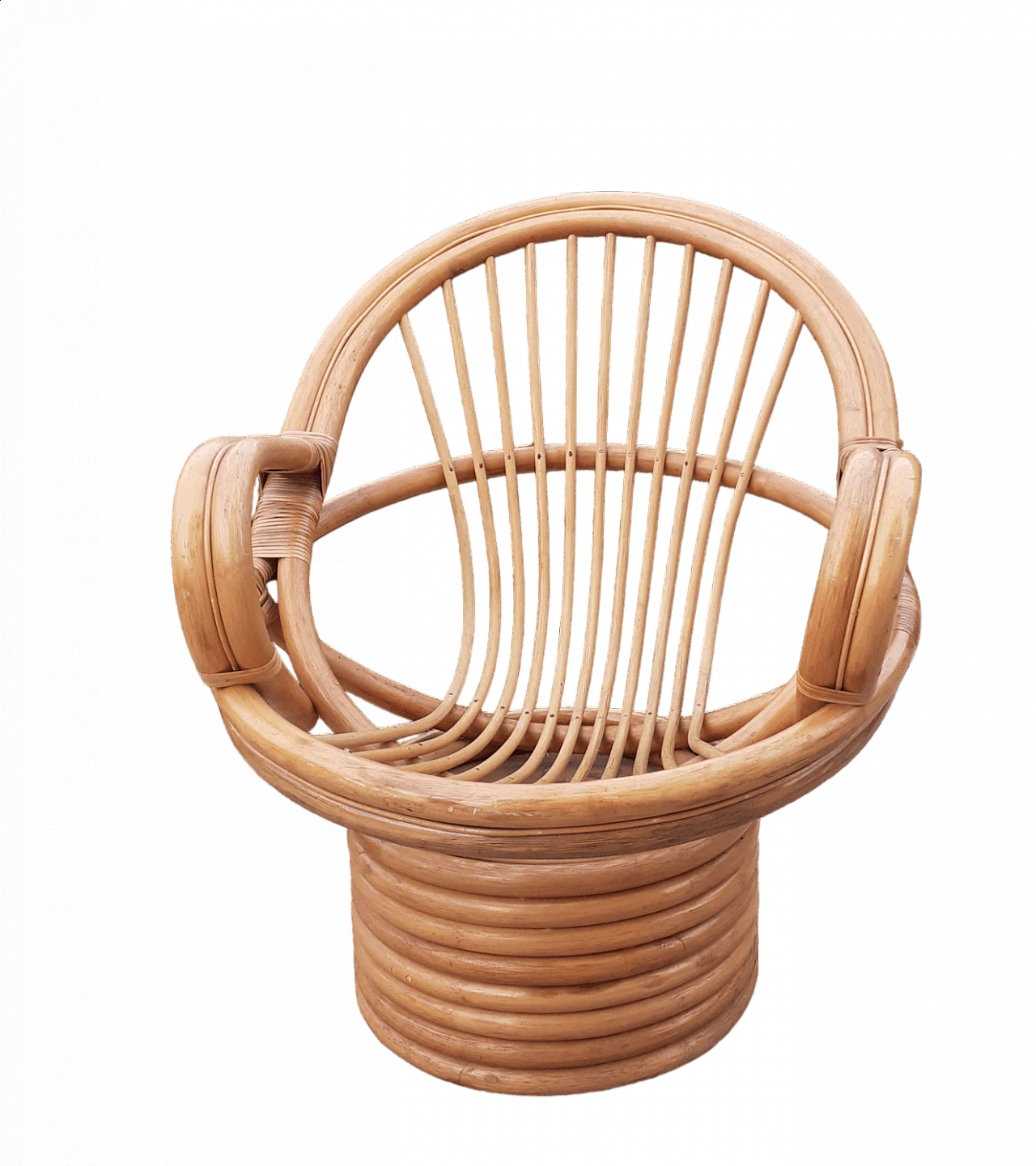 Bamboo swivel armchair, 1970s 9