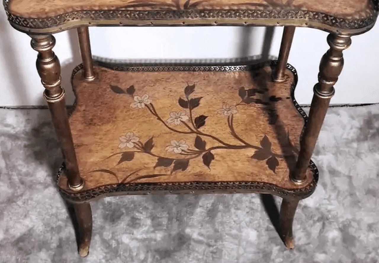 Napoleon III wooden coffee table with two painted tops and gilded legs, 19th century 7