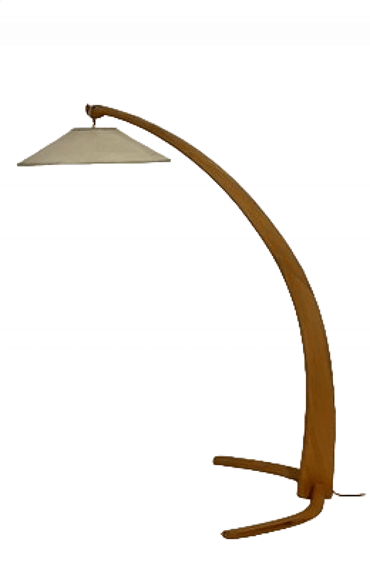 Bent beech and parchment arched floor lamp, 1950s 14