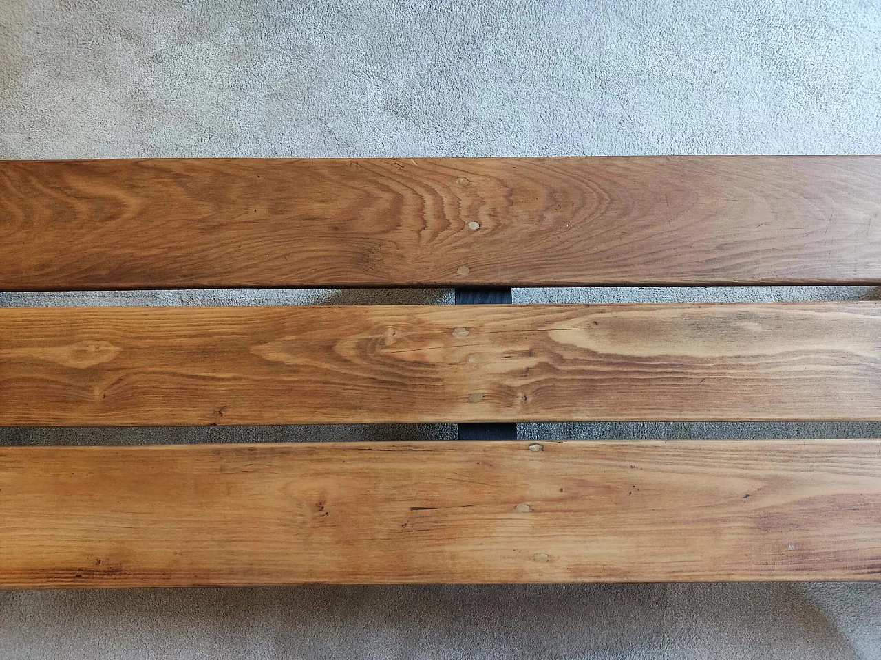 French pine bench on black wooden legs, 1950s 7