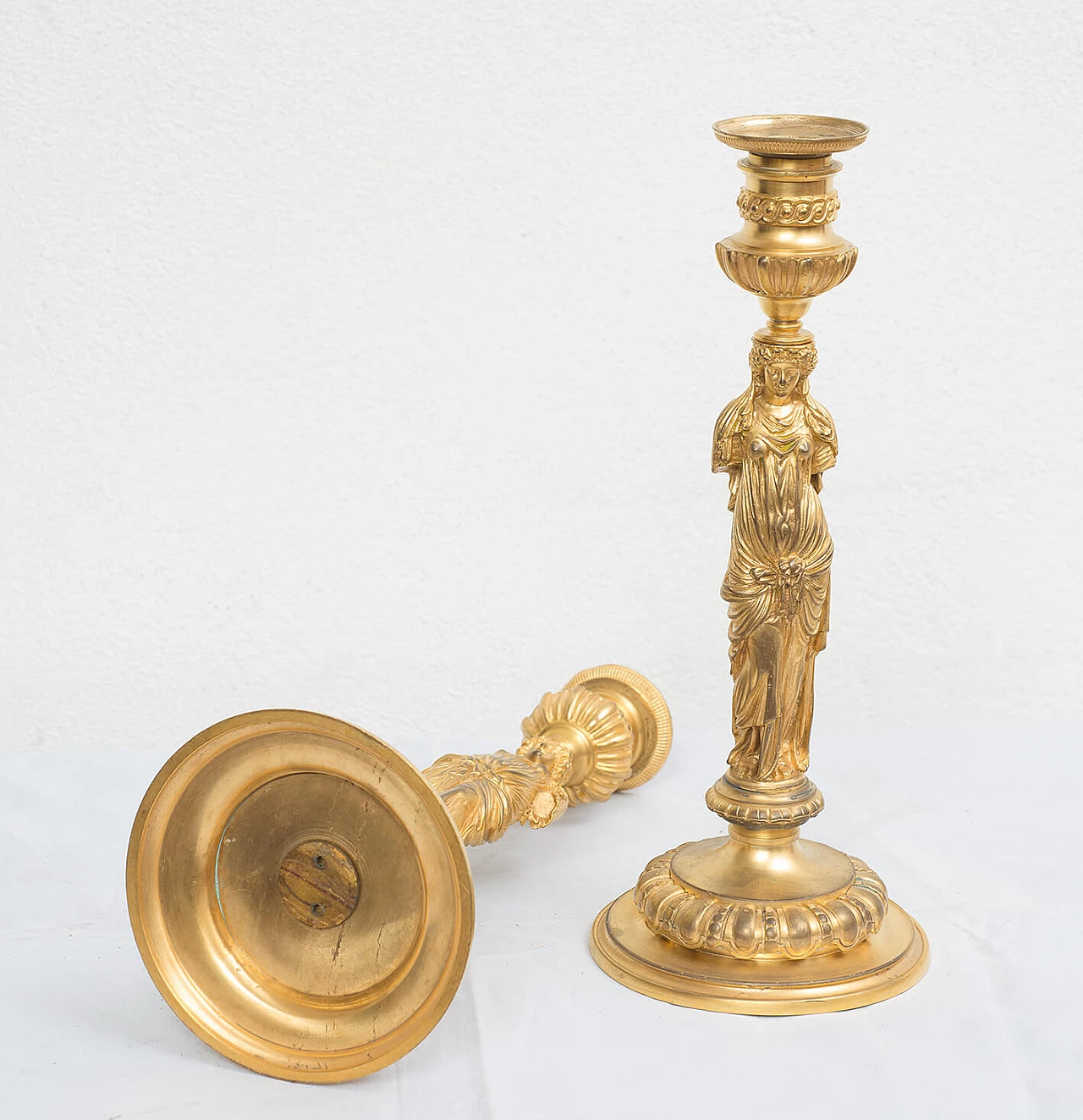 Pair of gilded bronze Empire candelabra by Barbedienne, 19th century 4