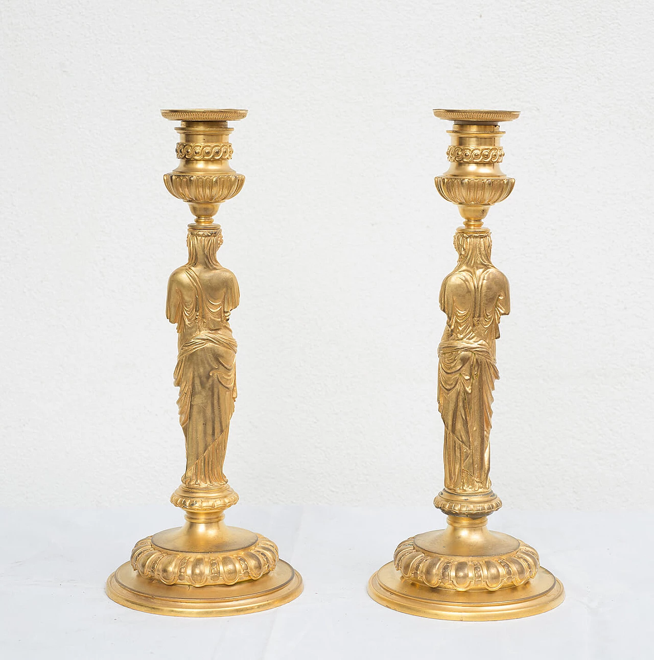 Pair of gilded bronze Empire candelabra by Barbedienne, 19th century 5