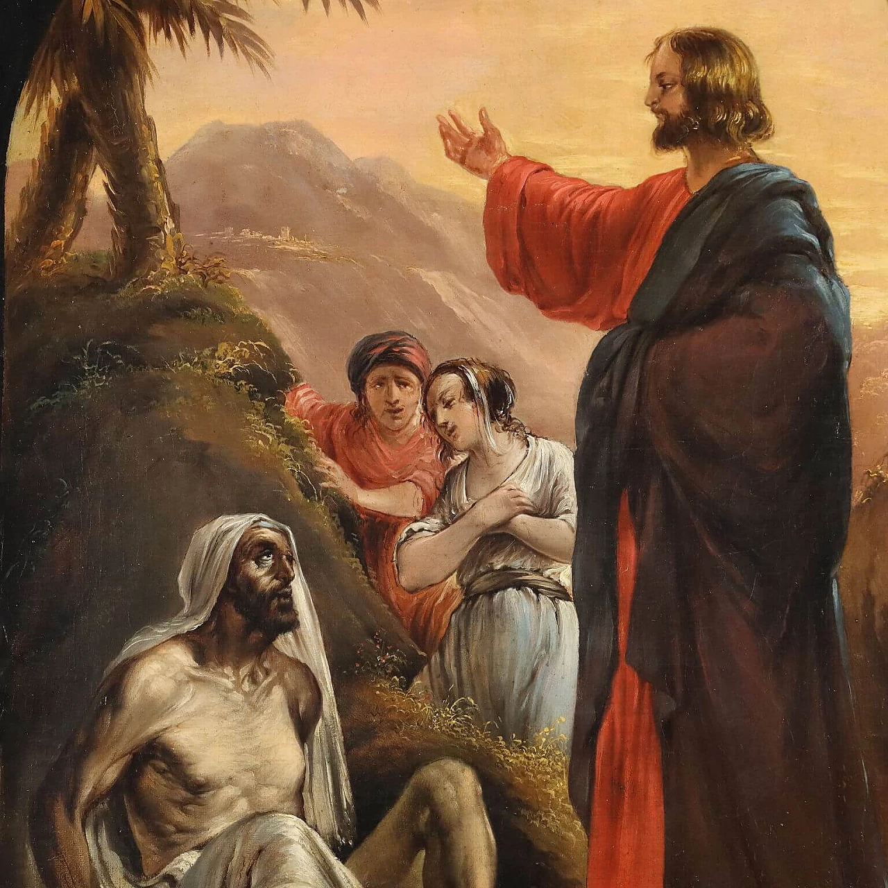 The Resurrection of Lazarus, oil painting on canvas attributed to Cherubino Cornienti, 1844 1