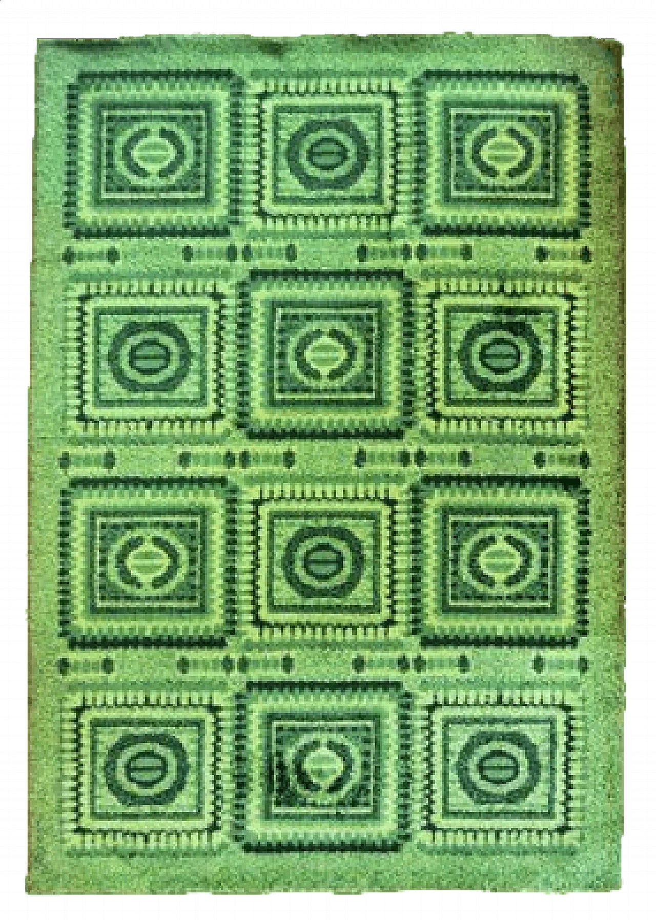 Tappeto vintage verde con mosaico, anni '70 5