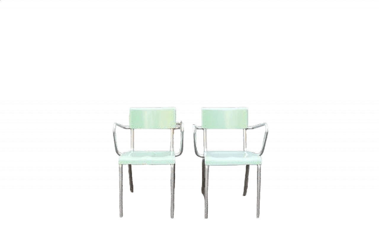 Pair of teal formica chairs, 1950s 7