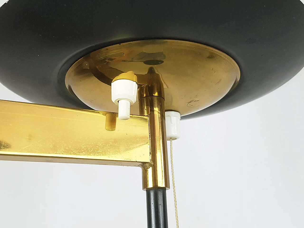 Glass, black metal and brass floor lamp attributed to Stilnovo, 1950s 3