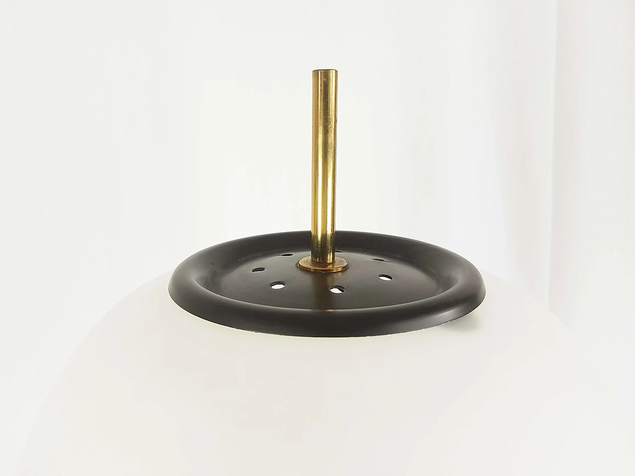 Glass, black metal and brass floor lamp attributed to Stilnovo, 1950s 6