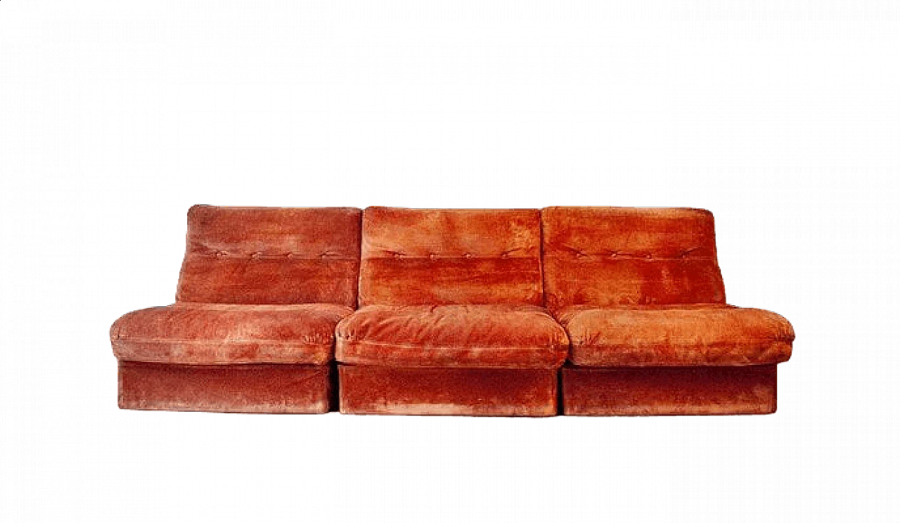 3 divani in camoscio arancione di Antonello Mosca per Cinova, anni '60 12