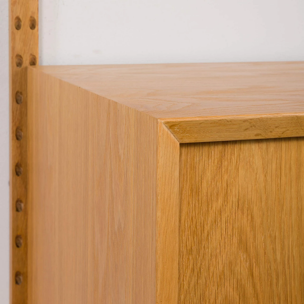 One-bay oak bookcase with sliding door cabinet by Poul Cadovius, 1960s 12