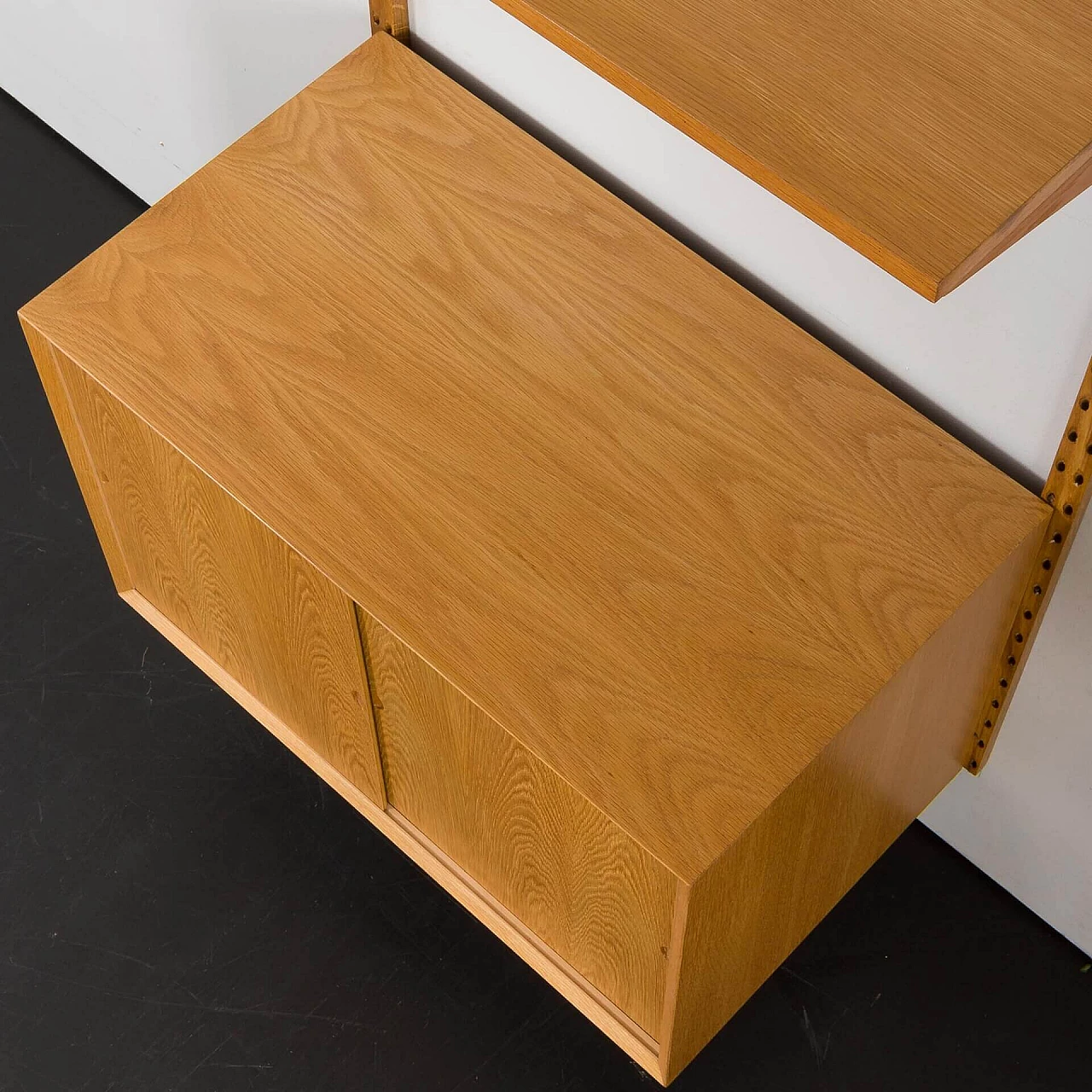 One-bay oak bookcase with sliding door cabinet by Poul Cadovius, 1960s 16